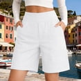 thumbnail image 5 of Weikingp Womens Shorts，Womens Casual Shorts Bermuda Shorts With Pockets Womens Cargo Shorts Womens Shorts Linen Capri Pants For Women Cotton Linen Shorts White 3XL, 5 of 7