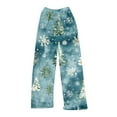 thumbnail image 3 of Women's Casual Christmas Printed Plush Pants, Full Length Long Trousers for Winter Wear, Soft and Warm Fleece Material with Festive Design for Women,Turquoise,2XL, 3 of 3