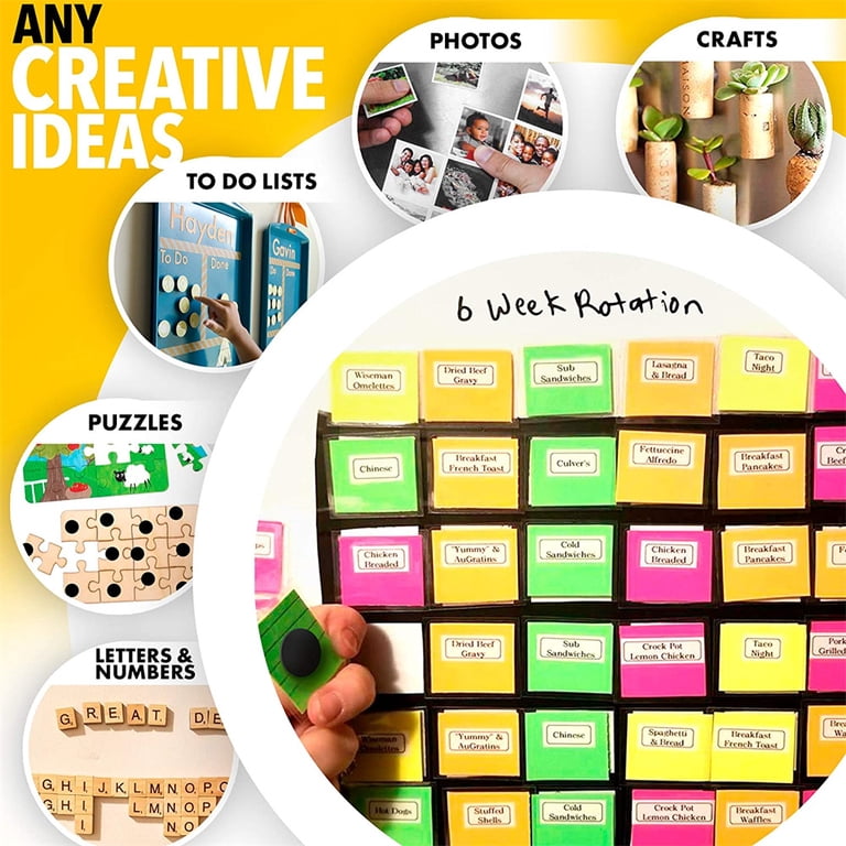 90 Agnetic Squares, Rectangles And Circles With Self Adhesive Backing - Peel & Stick Agnetic