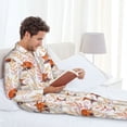 thumbnail image 6 of Naloa Cute Sleepy Fox Men’s Pajamas Set - Long Sleeve Button Down Sleep Shirt and Pajama Bottoms Sleepwear Set-Medium, 6 of 7
