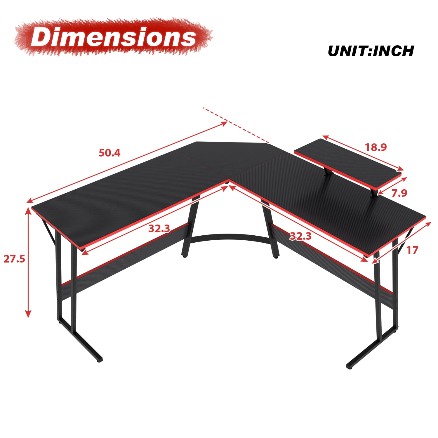 PayLessHere L Shaped Desk Corner Gaming Desk Computer Desk for Adults,Black,29"H
