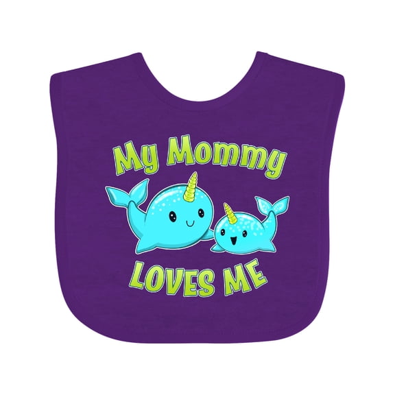 Inktastic My Mommy Loves Me Cute Narwhal Boys or Girls Baby Bib