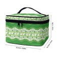 thumbnail image 5 of HELLHERO Travel Makeup Bag Polyester Makeup Brush Holder Bag Wide Open Portable Pouch Double Zip 8.86 x 6.5 x 5.9 Inches Clover Pattern, 5 of 5