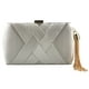 thumbnail image 1 of Bolso de Noche Hugo Elegante con Borla de Seda Plata para Mujer, 1 of 6