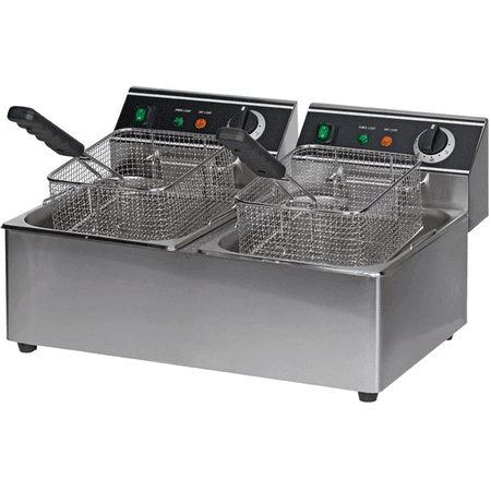 

FSE DF-6L/2 Electric Countertop Deep Fryer with 15 Pound Double Tanks Stainless Steel