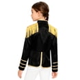 thumbnail image 2 of Hansber Kids Boys Girls Drum Majorette Jacket Long Sleeve Fringe Tassel Coat Honor Guard Uniform Stage Show Outfit Black 6, 2 of 5