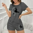 thumbnail image 5 of Feancey Halloween Shorts Sets Women Vintage Witch Print Pajama Set Holiday Casual Crewneck Tops and Short Pants Lounge Pjs Two Piece Birthdal Gifts Gray S, 5 of 7