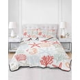 thumbnail image 3 of Ocean Orange Red Twin XL Size Down Alternative Comforter, Lightweight Comforter Quilt Bedding Set with Pillow Shams Coastal Starfish Coral Shell Marine All Seasons Bed Comforter Duvet Insert 68"x98", 3 of 7