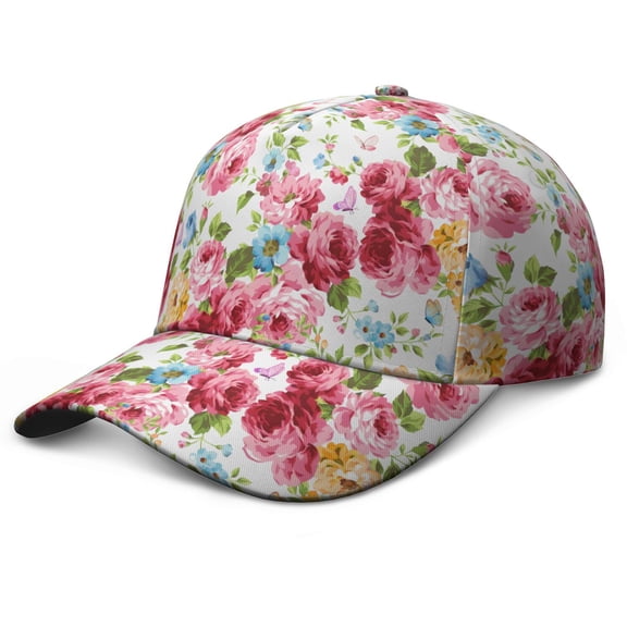 Abstract Floral Watercolor Baseball Cap – Floral Botanical Dad Hat Featuring Vintage Rustic Country Artistic Pattern, Bloom Blossom Design, Comfortable Snapback