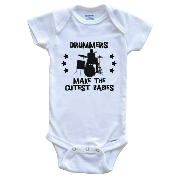 Drummers Make the Cutest Babies Funny Drums Baby Bodysuit, 0-3 months white