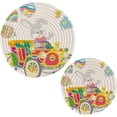 thumbnail image 7 of SKYSONIC Bunny Colorful Toy Car Trivet Round Hot Pads, Set of 2 Easter Eggs Balloon Pot Holder Heat Resistant Trivets Cotton Thread Weave Mats for Kitchen Counter Hot Dishes Pot Teapot Table Decor, 7 of 7