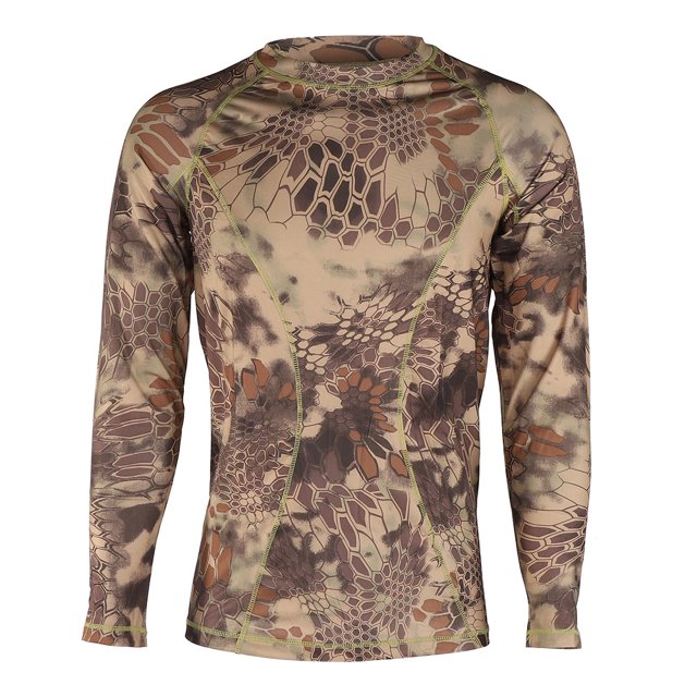 Camiseta de manga larga de alta elasticidad con absorción de sudor de camuflaje al aire libre (Patrón de pitón de la junglaXL)