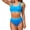 blue, variant on Women's Contrast Piping High Waist Bikini Set Square Neck Sleeveless Crop Top Two Piece Sporty Bathing Suit (pink/black/blue)