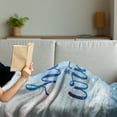 thumbnail image 3 of Winter Soft Flannel Fleece Throw Blanket, Hello Winter Lettering on Abstract Blurry Snowflakes Bokeh Effect, Cozy Plush for Indoor and Outdoor Use, 70" x 90", Blue Pale Pink White, by Ambesonne, 3 of 5