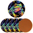 thumbnail image 2 of Frog 6PCS Round Microfiber Leather Table Coasters Set, 11x11 cm/4.3x4.3 in, Drink Coaster Mats for Home and Kitchen Use, 2 of 6