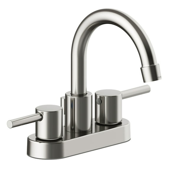 Design House Eastport II Contemporary Center set Deck Mount 2-Handle Faucet for Bathroom Satin Nickel