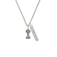 thumbnail image 2 of Delight Jewelry Black Nickeltone Crystal Initial - I - Beaded Border - Silvertone Forever Bar Charm Necklace, 23", 2 of 4