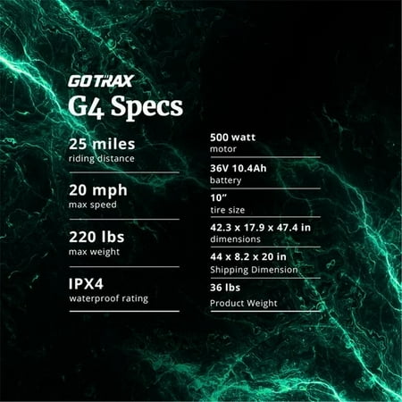 GoTrax - G4 Commuting Electric Scooter w/ 25mi Max Operating Range & 20 Max Speed - Black