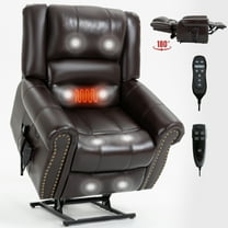 Newest Power Lift Recliner Chair Heat Massage Dual Motor Infinite Position Up to 350 LBS, Faux Leather, Heavy Duty Motion Mechanism with USB Ports, Brown