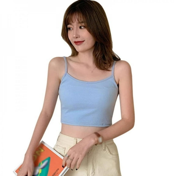 KOOYET Liva Girl Crop Summer Selling Korean Solid Color All-Match Short Cropped Sling Simple Vests One Size Vetements Femme