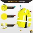 thumbnail image 2 of KwikSafety (Charlotte, NC) ESTIMATOR Long Sleeve Safety Shirt (Y-Neck Button w/POCKET) Class 3 ANSI OSHA Custom High Visibility Reflective Tape Construction Security HiViz Clothing Men | Yellow XL, 2 of 7