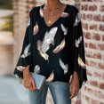 thumbnail image 2 of Blusa informal Fridja estampada con cuello en V y Manga larga para mujer, 2 of 9