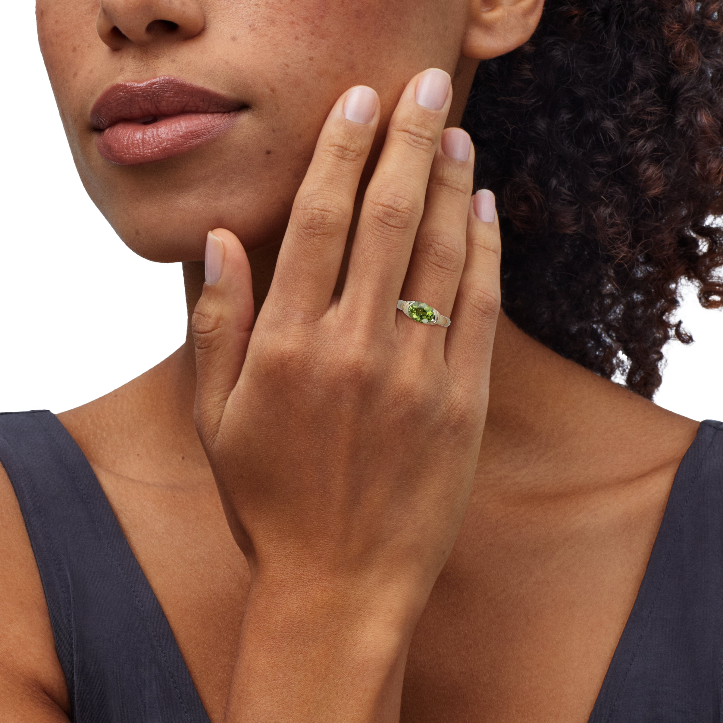 Brilliance Fine Jewelry Peridot Oval Ring in Sterling Silver with 14KT Gold Plate