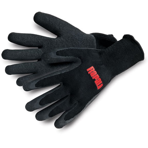 Rapala Non-Slip Marine Men's Fishing Gloves, Black, Large