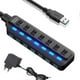 thumbnail image 1 of Concentrador divisor USB 3.0 de 7 puertos, concentrador con un solo arrastre y siete extensores, interruptor de llave independiente, 1 of 5
