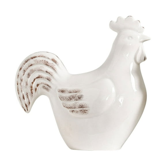 SOPOTUTU Elegant White Porcelain Rooster Ceramic Rooster Decoration Modern Chicken Statue For Indoor Decor