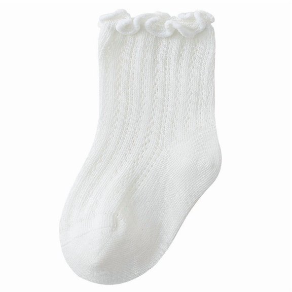 REDARER Baby Girl Socks - Breathable Mesh Cotton Socks, Soft Boneless Mid Calf Socks with Wooden Ear Design
