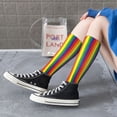 thumbnail image 7 of Rainbow Stripe Print Knee High Socks for Women Long Leg Warmers Socks, 7 of 7