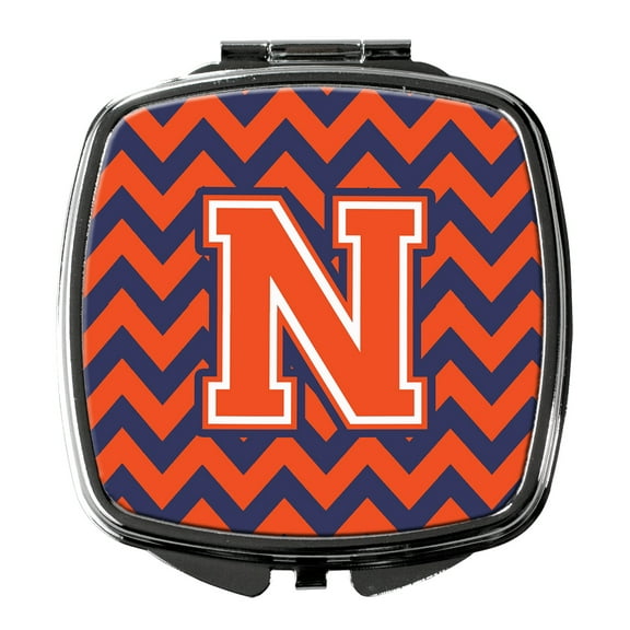 Letter N Chevron Orange and Blue Compact Mirror CJ1042-NSCM