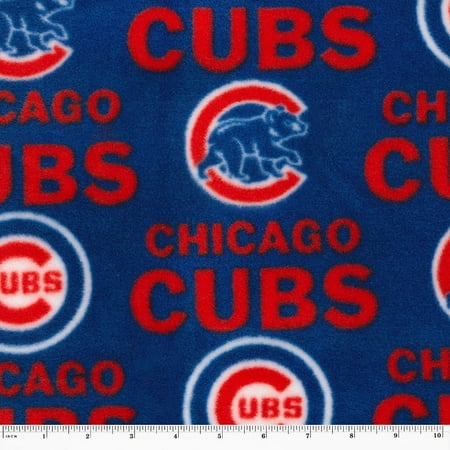 MLB Chicago Cubs 58" 100% Polyester Fleece Sports Logo Fabric By the Yard, Blue and Red