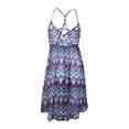 thumbnail image 2 of Miken Women's Tribal Spaghetti Chiffon Dress Swim Cover-Up (S, Indigo/Coral), 2 of 2