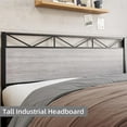 thumbnail image 5 of Queen Size Bed Frame with Rustic Leather Headboard and Footboard, Metal Platform Bed Frame Full Heavy Duty, Sturdy Steel Slat Support, No Box Spring Needed, Light Grey, 5 of 6