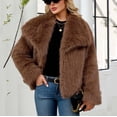 thumbnail image 6 of Women'S Faux Fur Coat Fluffy Faux Fur Jacket Long Sleeve Lapel Furry Winter Jackets Shaggy Parka Cropped Coat, 6 of 9