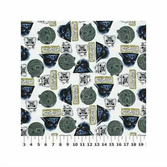 Camelot Fabrics Angry Birds S/W Pigtroopers Vader FLANNEL 100% Cotton Fabric sold by the yard