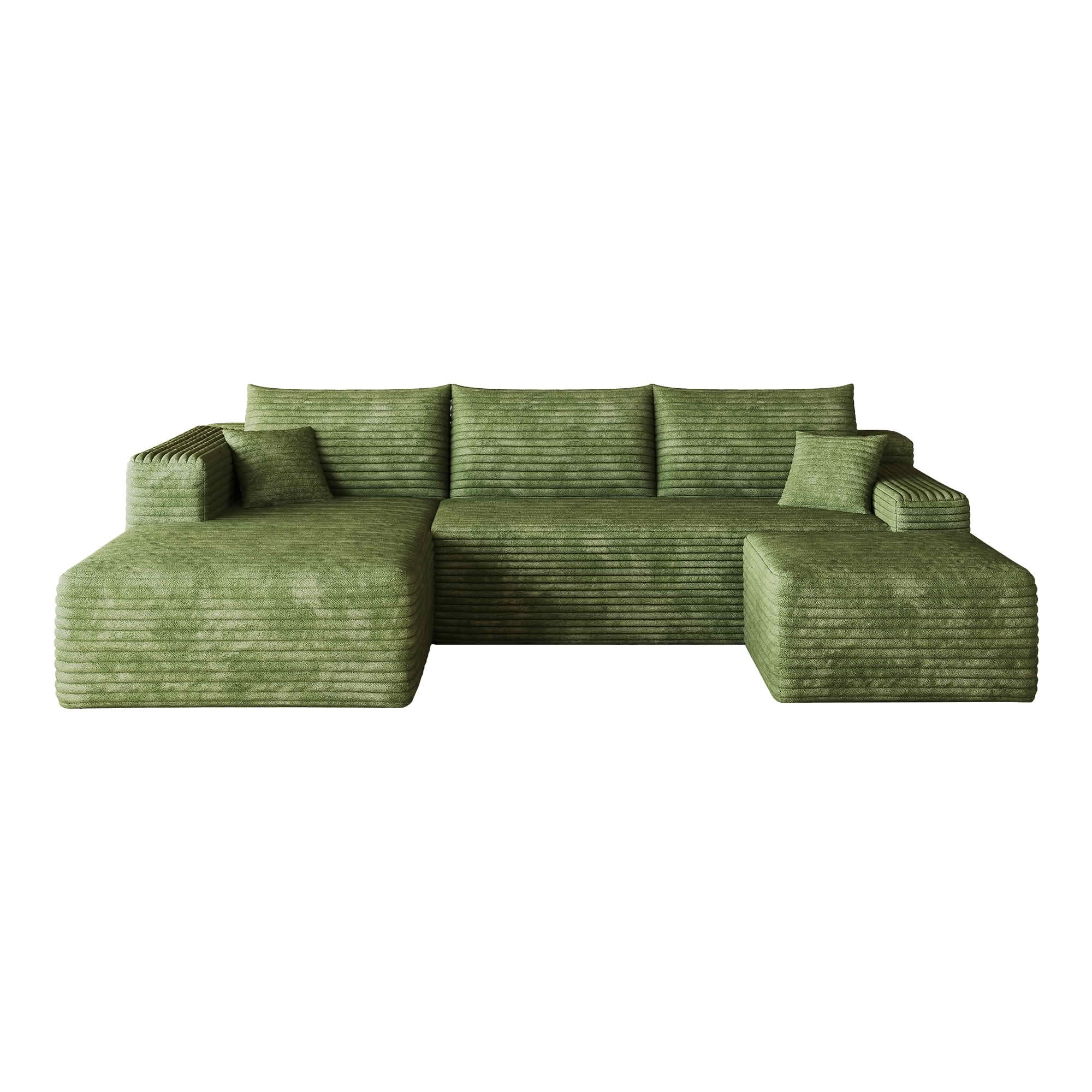 MAYEERTY 103 Inch L‑Shaped Cloud Sectional Sofa with 1 Ottoman, Modern Minimalist Deep‑Seat Corner Couch, Plush Corduroy Upholstered Reversible Sofa, No‑Assembly Required for Living Room Apartment