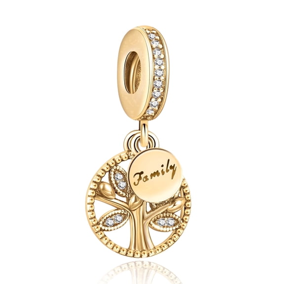 ROSIANNA 925 Sterling Silver Charm for Bracelets Golden Family Tree of Life Pendant Charm Women Bracelet Charm