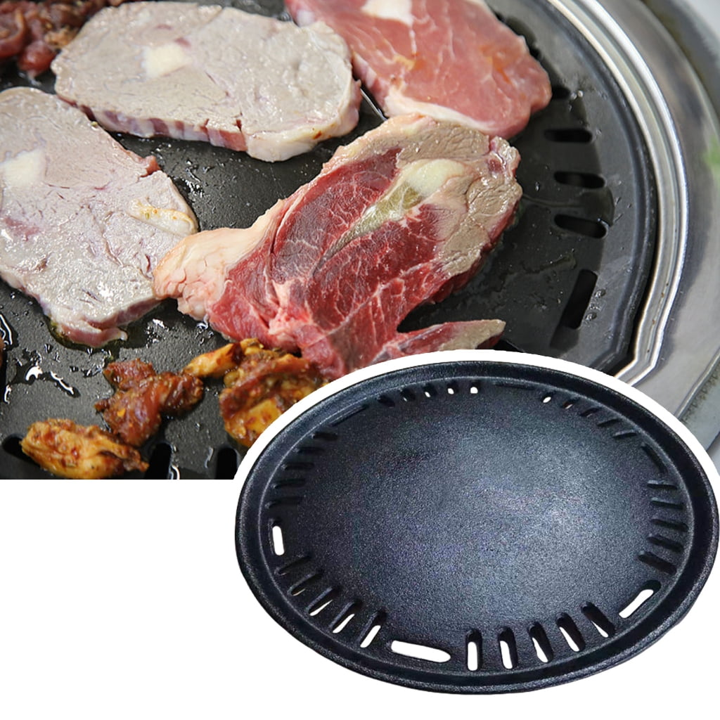 Wrought Iron Stovetop Korean Round Grill Pan With Ventilation Hole BBQ Essential