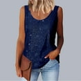 thumbnail image 2 of JGGSPWM Women's Sequin Tank Tops Spring Summer Sparkly Sleeveless Party Glitter Scoop Neck Tops Navy XL, 2 of 6