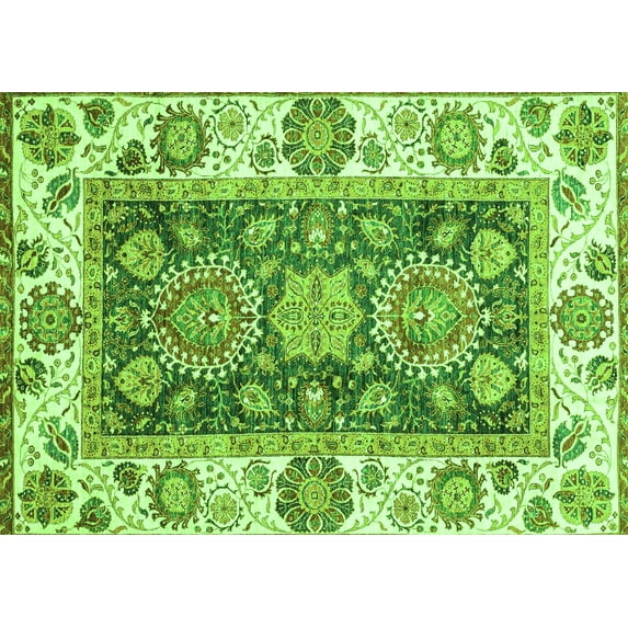 Ahgly Company Indoor Rectangle Oriental Green Traditional Area Rugs, 4' x 6'