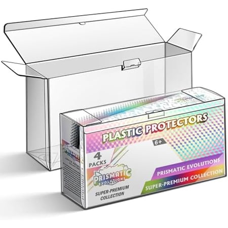 Prismatic Evolutions SPC Box Plastic Protectors, 0.8mm Super Thick Display Protector - Compatible with PKMN Prismatic Evolutions Super Premium Collection Box (4 Packs)$$Storage