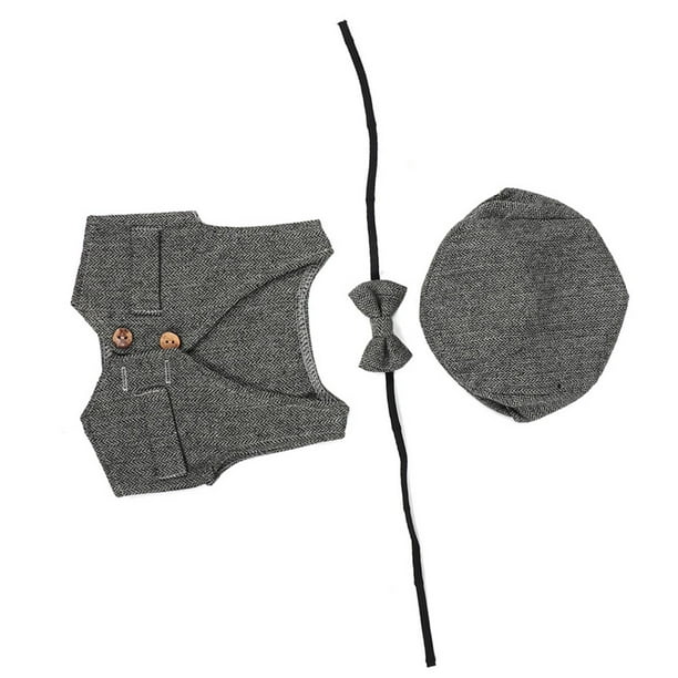 Chaleco para bebés BuyWeekMX Ropa de fotografía de tres piezas Sombrero Chaleco Corbata