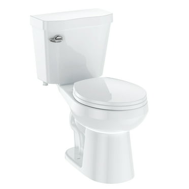 Yesurprise Two-Piece Toilet with Toilet Seat and Wax Ring Round Toilets for Bathrooms 1.28 Siphonic Flush Toilet Cotton White 17"(with Toilet Seat )