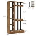 thumbnail image 5 of Finmind 71-inch Wall Room Divider, Freestanding Wood Room Divider Bookcase with Shelves & Coat Hooks, Industrial Wall Partition for Living Room, Brown, 5 of 9
