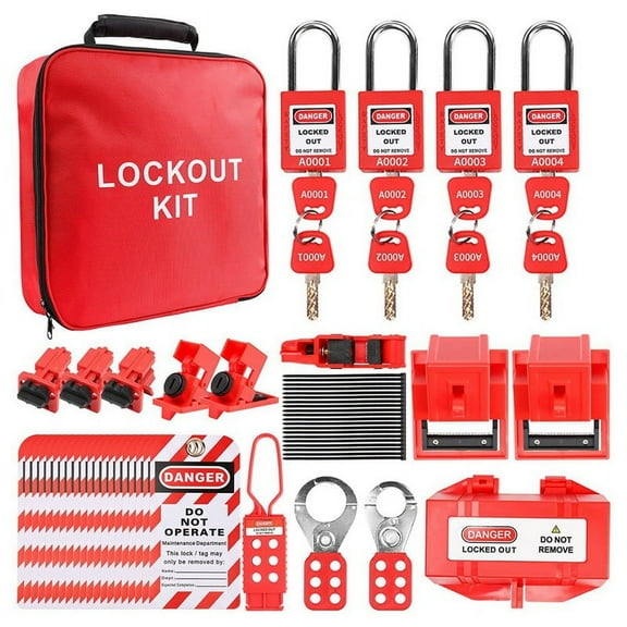 Lock Out Tag Out Kits Electrical,57 Lockout Tagout Kit with Breaker Hasps Tag Padlock Plug Lockout for - Kit