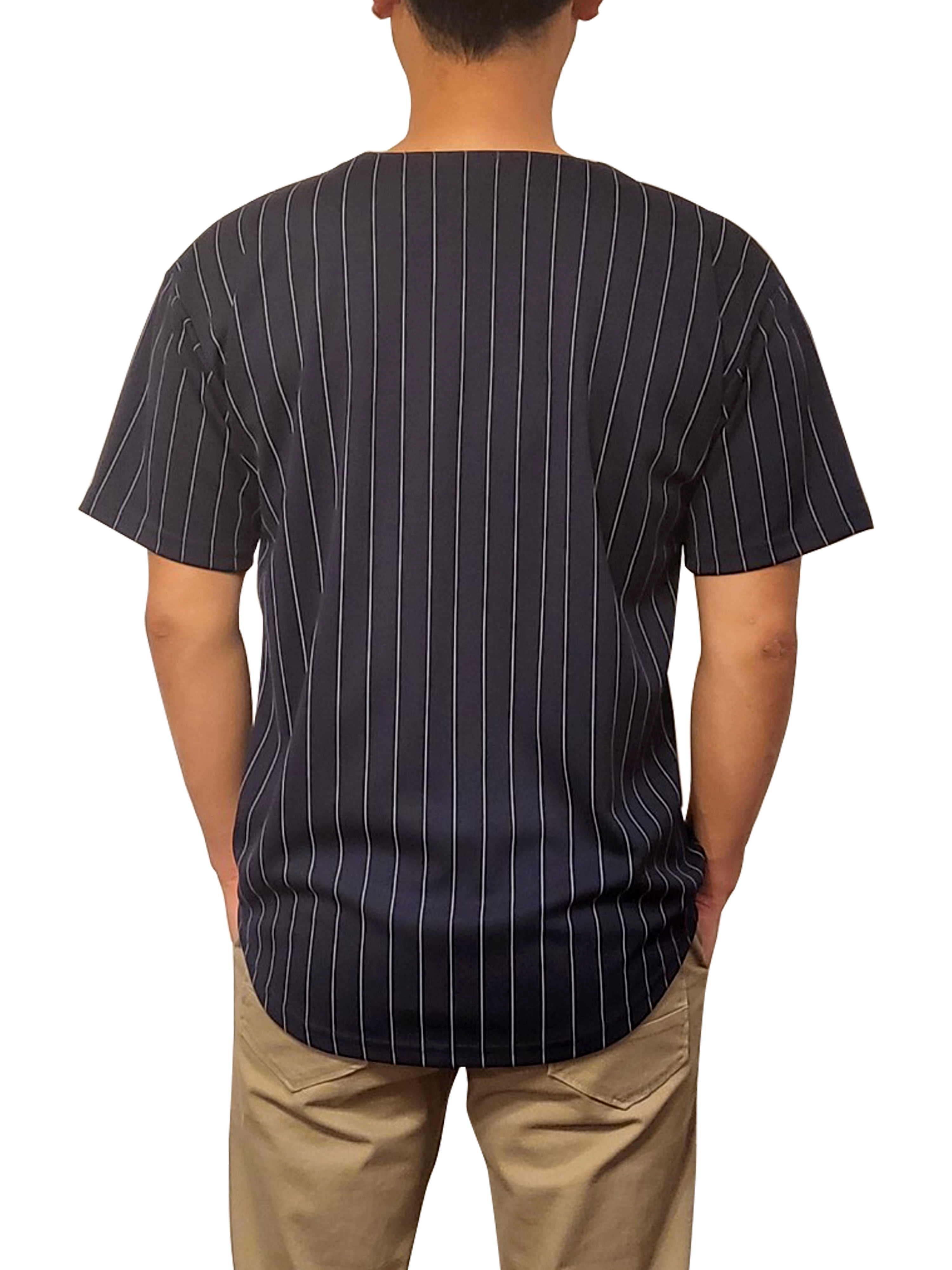 Lappel Men's Pinstripe Baseball Button Down Jersey College Sports Team  Uniforms Size up to 3XL Short Sleeve Athletic Sports Tee Shirts Made in USA  