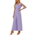 thumbnail image 4 of INSPIRE CHIC Combinaisons pour Femmes Col en V Manches Longues en Maille Jambes Larges pour Fête TG Violet Clair, 4 of 6